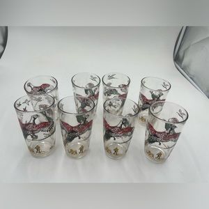 1950s VTG HAZEL ATLAS Pheasant / Duck Hunting Glass MCM Barware, Rustic Dogs